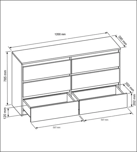 Raumhirsch Furniture Kommode Anthrazit 120x79x39 cm - Geräumige Kommode mit 6 Schubladen, ideal für Ordnung in Schlafzimmer, Wohnzimmer oder Flur. Zeitloses Design und rollengestützte Schubladen sorgen für hohen Komfort im täglichen Gebrauch.