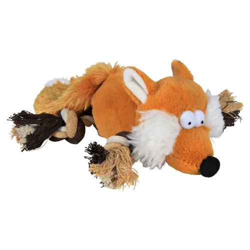 Fox Plush Toy 34 cm - Plüschspielzeug für Hunde, mit Seil und Geräuschfunktion für interaktiven Spielspaß