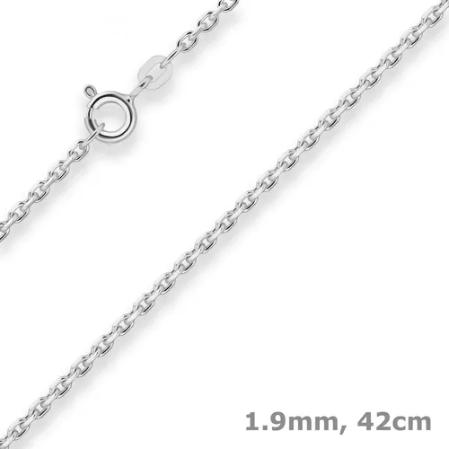 1,9mm Ankerkette diamantiert Silberkette Collier Halskette aus 925 Silber 42cm