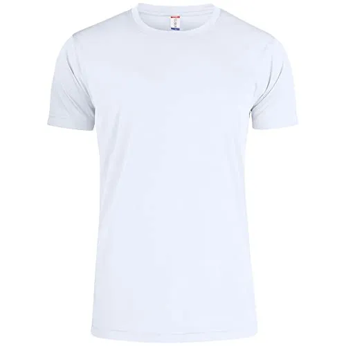 Clique - Herren Basic Active-T Rundhals T-Shirt aus Mikrofaser, Schweißband, Seitennähte, Slim Fit (Weiß M), Weiß