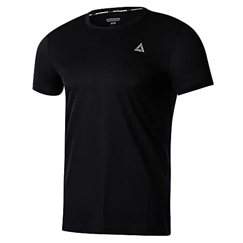 Airtracks Herren Funktions Laufshirt Kurzarm Comfort Line Running T-Shirt Trainingsshirt für Männer Funktionsshirt Sportshirt Fitness Kurzarmshirt S M L XL XXL 3XL 4XL - schwarz - M