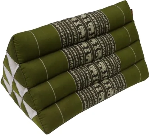 GURU SHOP Dreieck Thaikissen - Kapok in Hennagrün, 30x30x50 cm - Lendenkissen, bequem und vielseitig einsetzbar als Kopf-, Rücken- oder Beinkissen, gefüllt mit atmungsaktivem Kapok für optimalen Komfort und Unterstützung.