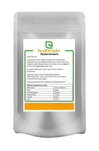 Hyaluronsäure | Pulver | Hyaluronan | Anti Falten | Lebensmittelqualität | Buxtrade 50 g