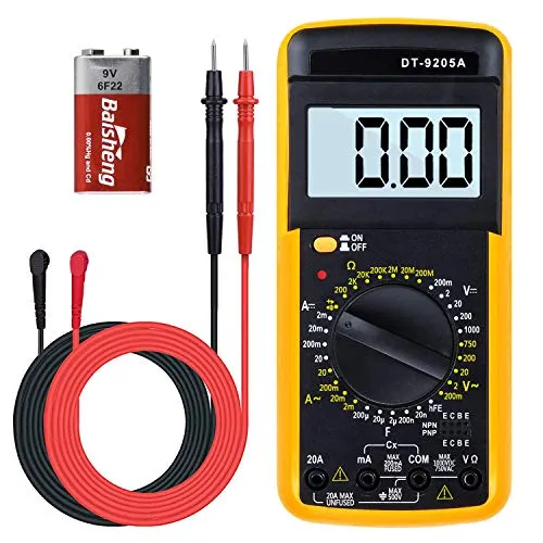 Digital Multimeter, Multimeter Voltmeter Amperemeter Ohmmeter Strommessgerät AC/DC Multi Tester mit LCD-Anzeige und Hintergrundlicht Testet Spannung, Strom, Widerstand für Zuhause Factory Labor