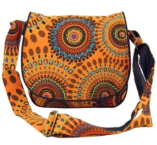 Schultertasche, Hippie Tasche, Goa Tasche in orange von Guru-Shop
