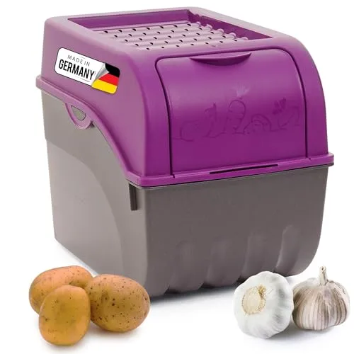 Novaliv Kartoffel Aufbewahrungsbox | groß 9L | LILA | Zwiebelbox | Gemüsebox stapelbar Kartoffelbox Zwiebel Aufbewahrung Kartoffelkorb Obstbehälter Kartoffelkiste Frischhaltedose…