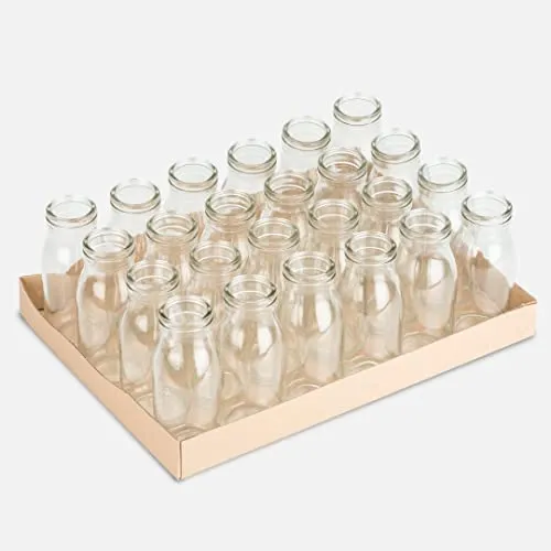 NaDeco Deko-Glasflaschen, 24 Stück, Maße ca. 14x6cm, 250ml | Kleine Deko Vasen | Tischdeko Vasen | Glas Flaschen | Deko Flaschen | | kleine Flaschen | Tischdeko Vasen | Hochzeit Vasen
