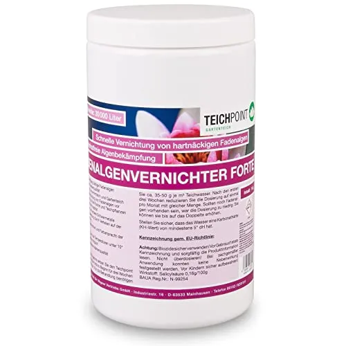 Fadenalgenvernichter Forte, gegen Algenwachstum im Teich, Algemittel Pulver für Koiteich und Gartenteich, phosphatfreier Fadenalgen-Vernichter für algenfreie Teich-Oase (1 kg)