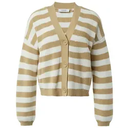 comma Strickjacke braun|weiß 44 EU - Moderne Strickjacke in braun und weiß, aus 100% Baumwolle für optimalen Tragekomfort, ideal für lässige Outfits.