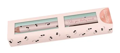 Grafik-Werkstatt Kugelschreiber mit Drehmechanik | schwarze Mine auswechselbar| I like you cherry much, 1 Stück (1er Pack)
