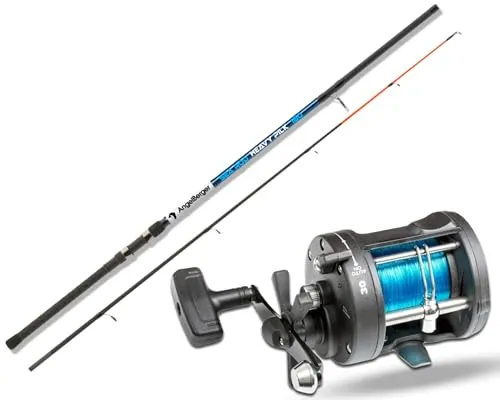 Angel Berger Saltline Meerescombo Pilkset Multirolle Norwegen - Angelset für die Salzwasser Angelei vom Boot, robust und zuverlässig. Ideal für Einsteiger mit perfekt abgestimmten Komponenten: Rute 1,80m, Wurfgewicht bis 300g, Rolle mit Monofiler Schnur.