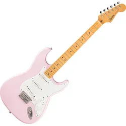 Squier Classic Vibe '50s Stratocaster HT Shell Pink - Gitarren der Classic Vibe-Serie mit Pappel-Korpus und 3x Fender Designed Alnico Single-Coil Tonabnehmer für authentischen Sound im nostalgischen Shell Pink.