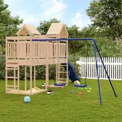 vidaXL Spielturm aus Kiefernholz - Verwandle deinen Garten in ein Abenteuerparadies! Der stabile Spielturm aus Kiefernholz bietet eine Plattform, Rutsche, Schaukeln und Sandkästen für endlosen Spielspaß. Ideal für Kinder von 3-8 Jahren.