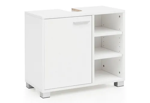 FINEBUY Waschbeckenunterschrank FB51390 - Waschbeckenunterschrank in modernem Design (60x55x32cm), aus hochwertigem MDF in Weiß, bietet praktischen Stauraum mit Regal und Tür für Ihr Bad.