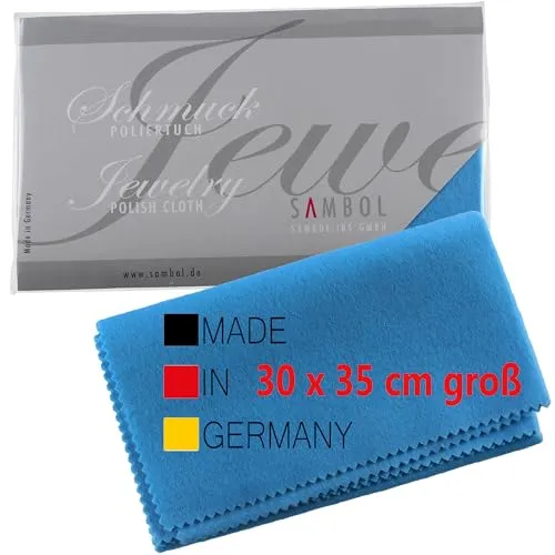 SAMBOL Silberputztuch für Schmuck 30x35 cm groß Silbertuch für Schmuck mit Silberputzmittel