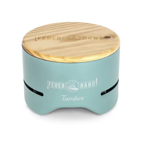 Tisch-Holzkohlegrill Tamber, Light Green türkis, Ø 20cm - Grill für gemütliche Abende im Freien, kompakte Größe und stylisches Design in Light Green, perfekt für Picknicks oder Balkone.