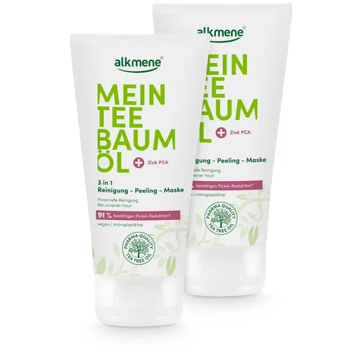 alkmene 2x 3in1 Reinigung Peeling Maske 150 ml - Pickel Reduktion 91% bestätigt