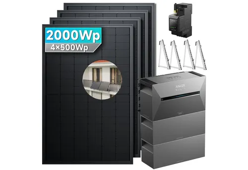 SolarMars Balkonkraftwerk 2000W mit Speicher und KI-Überwachung - Balkonkraftwerk mit 2000W, 4 monokristallinen Solarmodulen und intelligenter KI für dynamische Stromüberwachung. Ideal für effiziente Stromnutzung und Kostensenkung.