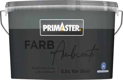 Primaster Farbambiente Wandfarbe matt anthrazit 2,5L - Hochwertige Wandfarbe in elegantem Anthrazit, ideal für kreative Raumgestaltungen. Leichte Anwendung und mattes Finish für ein modernes Ambiente.
