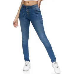 REPUBLIX Stretch-Jeans ISLA Damen Knopf Mid Waist Stretch Denim Jeans blau 46