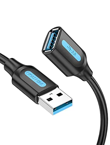 VENTION USB 3.0 Verlängerungskabel 5 Gbps 1.5M, USB 3.0 A Stecker auf A Buchse, USB Extension Cable für Kartenlesegerät, Tastatur, USB-Stick, externe Festplatte, USB-Hub, Drucker, Kamera und mehr