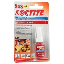 LOCTITE Schraubensicherung 243 - mittelfest für Schrauben bis M36 - 5 ml - Die LOCTITE 243 Schraubensicherung bietet zuverlässigen Halt für Metallverbindungen bis M36. Ideal für den professionellen Einsatz, schützt sie vor Vibration und Ölverschmutzungen. Einfach mit Handwerkzeugen demontierbar.