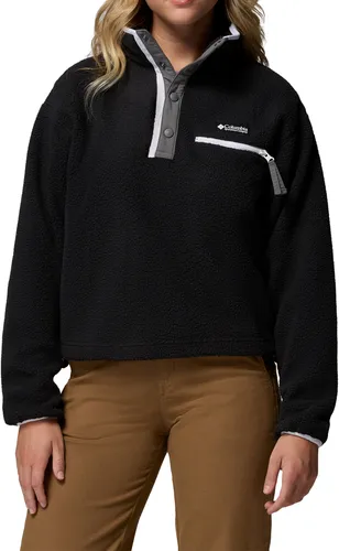 Columbia Helvetia II Cropped Half Snap Fleece schwarz XS - Damen Midlayer und Fleecejacken zum Skifahren, kuscheliges Sherpa-Fleece mit praktischer Brusttasche und verstellbarem Saum für individuellen Komfort und Wärme.