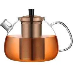 Teekanne Glas Borosilikat Teebereiter Edelstahl 1500ml Bronze-Optik