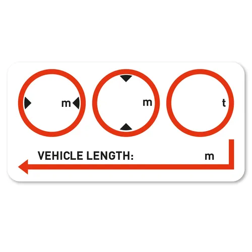 Hinweis-Aufkleber Fahrzeugmaße Englisch I selbstklebend I beschreibbar I hin_824