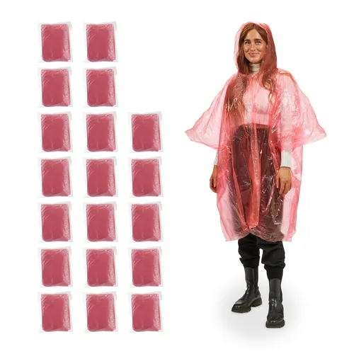 Regenponcho Einweg Poncho Notfall Regencape 20 Stück Polyethylen Regenponcho Set