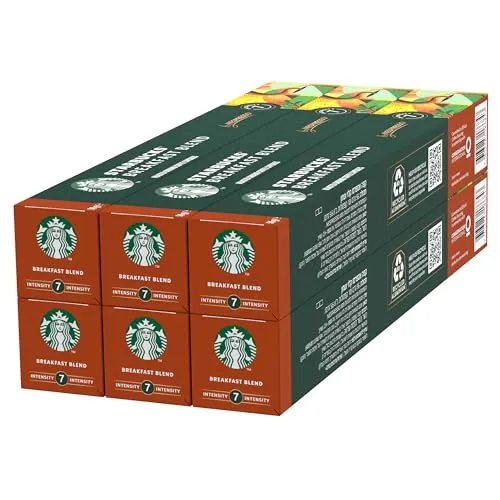 STARBUCKS Breakfast Blend by Nespresso, Mittlere Röstung, Kaffeekapseln 6 x 10 (60 Kapseln)