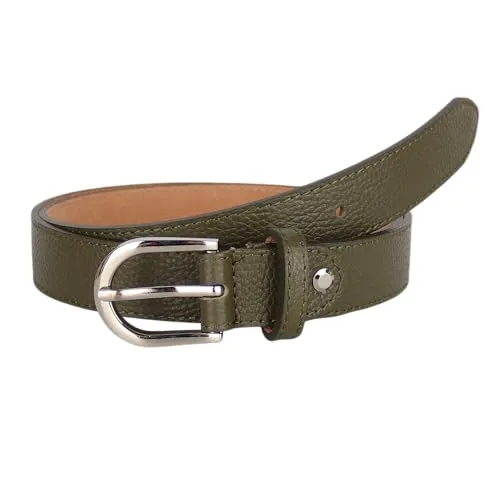 MIRROSI Ledergürtel Damen Herren Gürtel, Made in Italy, 3cm breit (Khakigrün (Silberne Schnalle), 85cm)