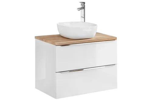 Badmöbel Set 60cm mit Waschbecken und Unterschrank - Modernes Badmöbel Set mit 2 Teilen in Eiche/Weiß. Praktische Schubladen bieten viel Stauraum. Ideal für ein stilvolles Badezimmer. Maße: 60x46x57 cm.