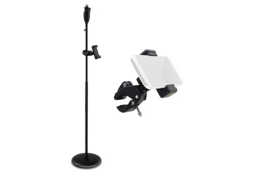 keepdrum Mikrofonständer keepdrum Mikrofonständer MS124 Einhand-Stativ mit Smarthpone-Halter, (ausziehbar, Mikrofonständer), Vorteils-Set mit Smarthpone-Halter