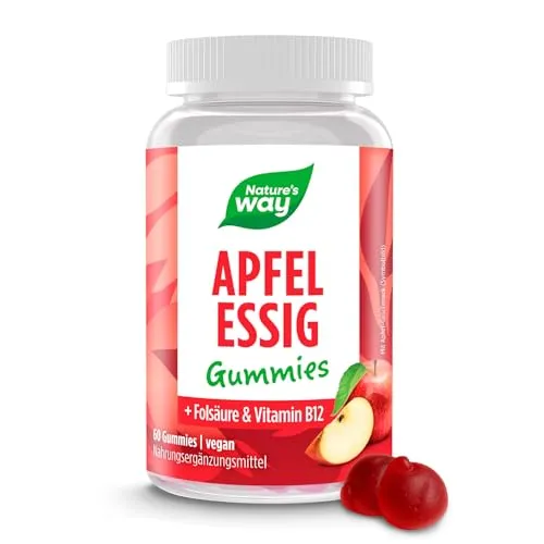 Nature's Way Apfelessig Gummies 1000mg mit Vitamin B12 und Folsäure