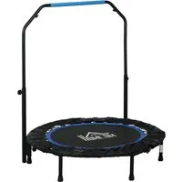 HOMCOM Fitness-Trampolin 102 cm - Faltbares Mini-Trampolin mit höhenverstellbarem Haltegriff - Fitness-Trampolin für Erwachsene mit verstellbarem Griff (99-123 cm), platzsparendem Klappdesign und stabiler Konstruktion für sicheres Training bis 100 kg.