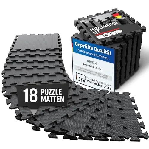 NEOLYMP Bodenmatte - Robuste Fitness Bodenschutzmatte - Bodenmatte für Fitness und Sport, schützt vor Kratzern und Lärm. Ideal für Übungen, Wasser- und schweißabweisend. Flexibles Puzzlesystem für individuelle Flächengestaltung.