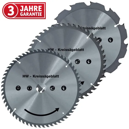 Walter HW-Sägeblatt 3- tlg. Set 160 mm 12, 48, 60 Zähne