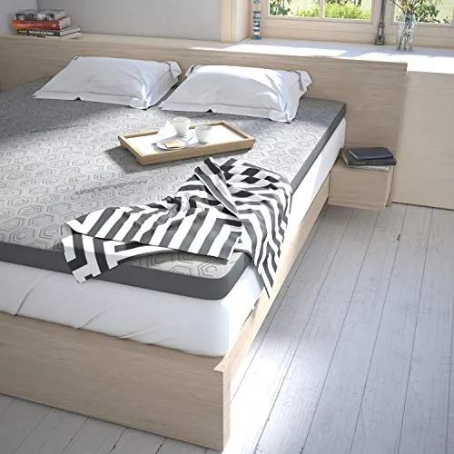 3-Zonen Komfort-Topper 90x200cm - Matratzenauflage mit 3D-Würfel-Schnitt-Technologie, bietet 2 Härtegrade in einer Matratze für individuellen Schlafkomfort.