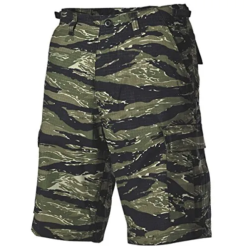 MFH US BDU Bermuda Ripstop Herrenhose Shorts - Tiger Stripe - Jagdsport - Robuste Cargo-Shorts aus 100% Baumwolle, ideal für Outdooraktivitäten mit zahlreichen praktischen Taschen.