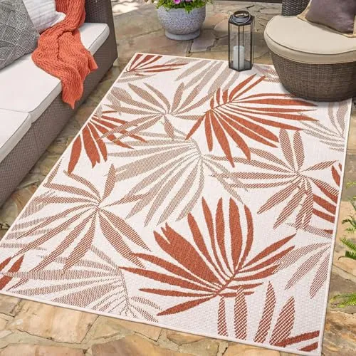 Carpet City Outdoorteppich DUO RUG 5771 - Wetterfester Wendeteppich für Innen & Außen - Teppich für Balkon, Terrasse oder Wohnzimmer, robust und wasserabweisend, ideal für geschützte Außenbereiche, Maße: 120 cm x 170 cm, Höhe: 5 mm.