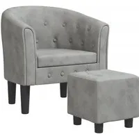 vidaXL Clubsessel mit Fußhocker, hellgrau Samt - Lounge- & Cocktailsessel, eleganter Samtbezug für höchsten Komfort, inklusive praktischem Fußhocker für entspannte Stunden.