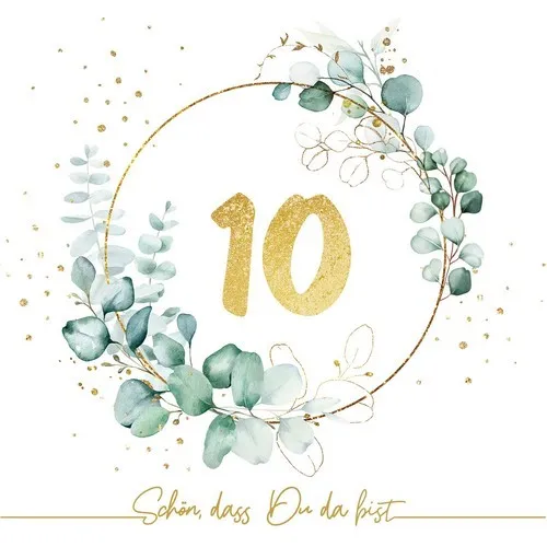 Servietten Eucalyptus Golden 10 in grün von Serviettenshop