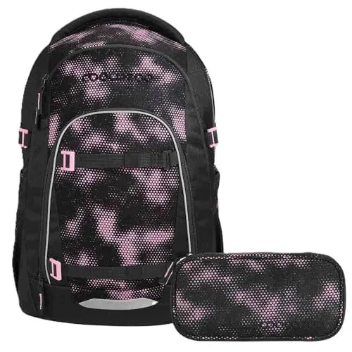 Coocazoo Mate Schulrucksack Set 2tlg. inkl Schlamperbox (Pink Illusion)