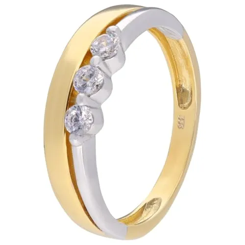 trendor Damenring 333 Gold Bicolor Zirkonia-Ring elegantes Schmuckstück für Frauen, zauberhafte Geschenkidee und tolles Accessoire, 68464-58 Ringgröße 58/18,5
