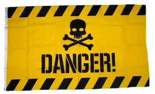 Fahne/Flagge Danger Totenkopf gelb 90 x 150 cm