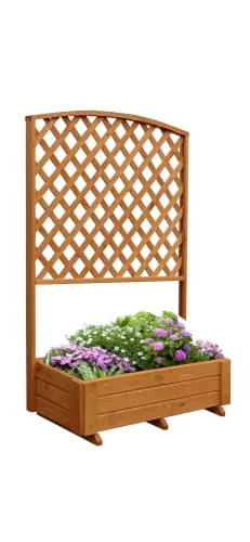 Rankkasten mit Pergola aus Holz 41 x 91 x 130 cm - Spaliere aus robustem Holz in elegantem Braun, ideal für das Pflanzen von Kletterpflanzen und zur Gestaltung Ihres Gartens.