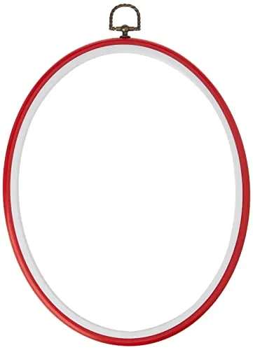 Vervaco Stickrahmen Plastik Stickerei Rahmen ROT Kreuzstich Zubehör Rahmen ca. 20 x 25 cm Kunststoff Wanddekoration DIY Stickbilder zum Aufhängen Handwerksmaterial