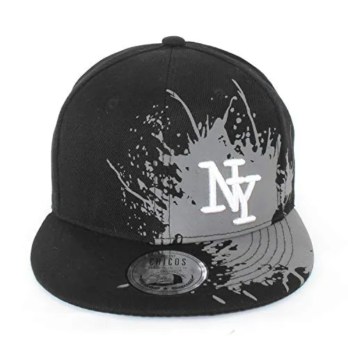 New Boy Girl NY New York süße Unisex Schwester Bruder Kindercap Hai Tiger Adler Prince Kinder Cap Snapback und Mütze 49-56cm Kopfumfang (One Size, Plash-BLK-Gry)