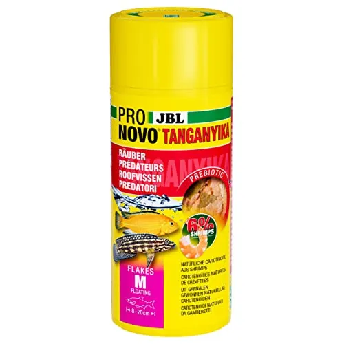 JBL PRONOVO TANGANYIKA FLAKES, Hauptfutter für alle Buntbarsche von 8-20 cm, Fischfutter-Flocken, Größe M, 250 ml